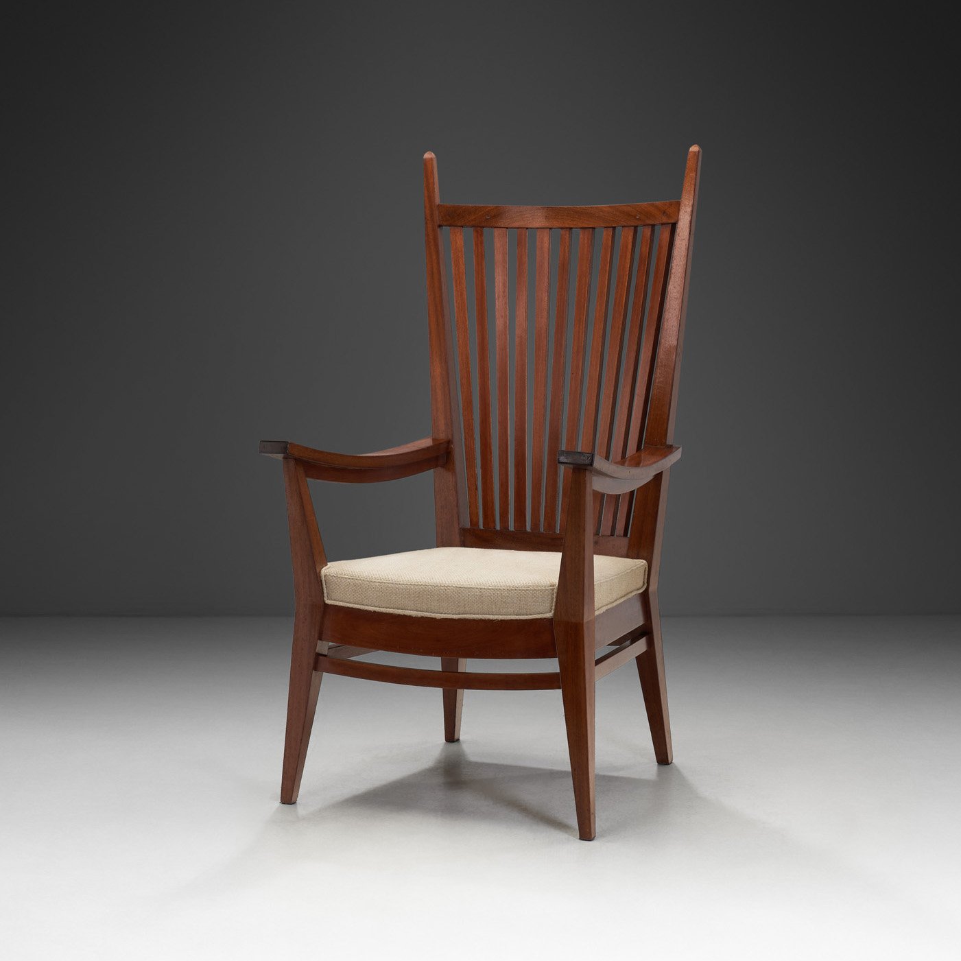 Wooden Armchair with Upholstered Seat by Bas van Pelt, The Netherlands 1940s