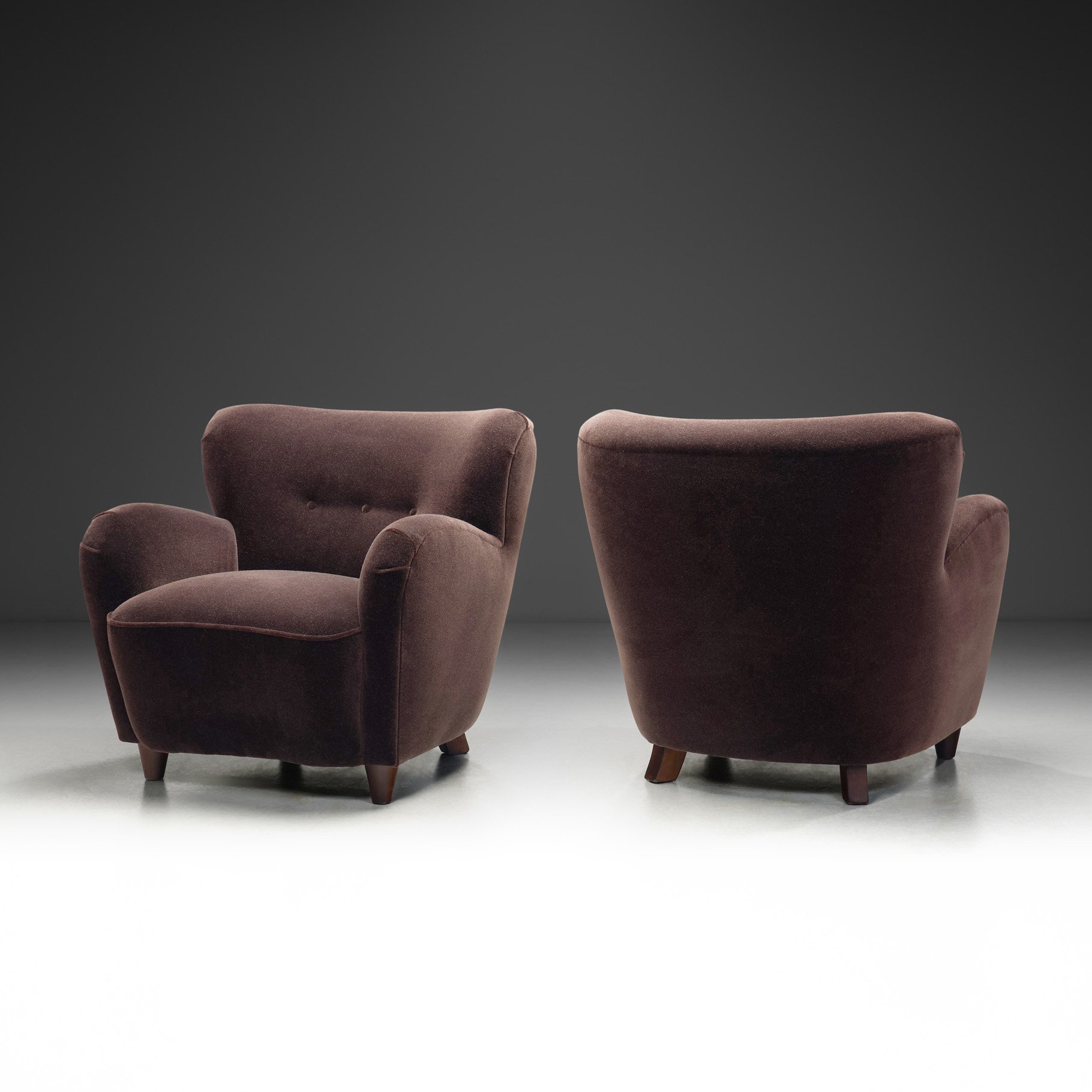 A Pair of Mid-Century Armchairs With Stained Legs, Europe Mid 20th Century