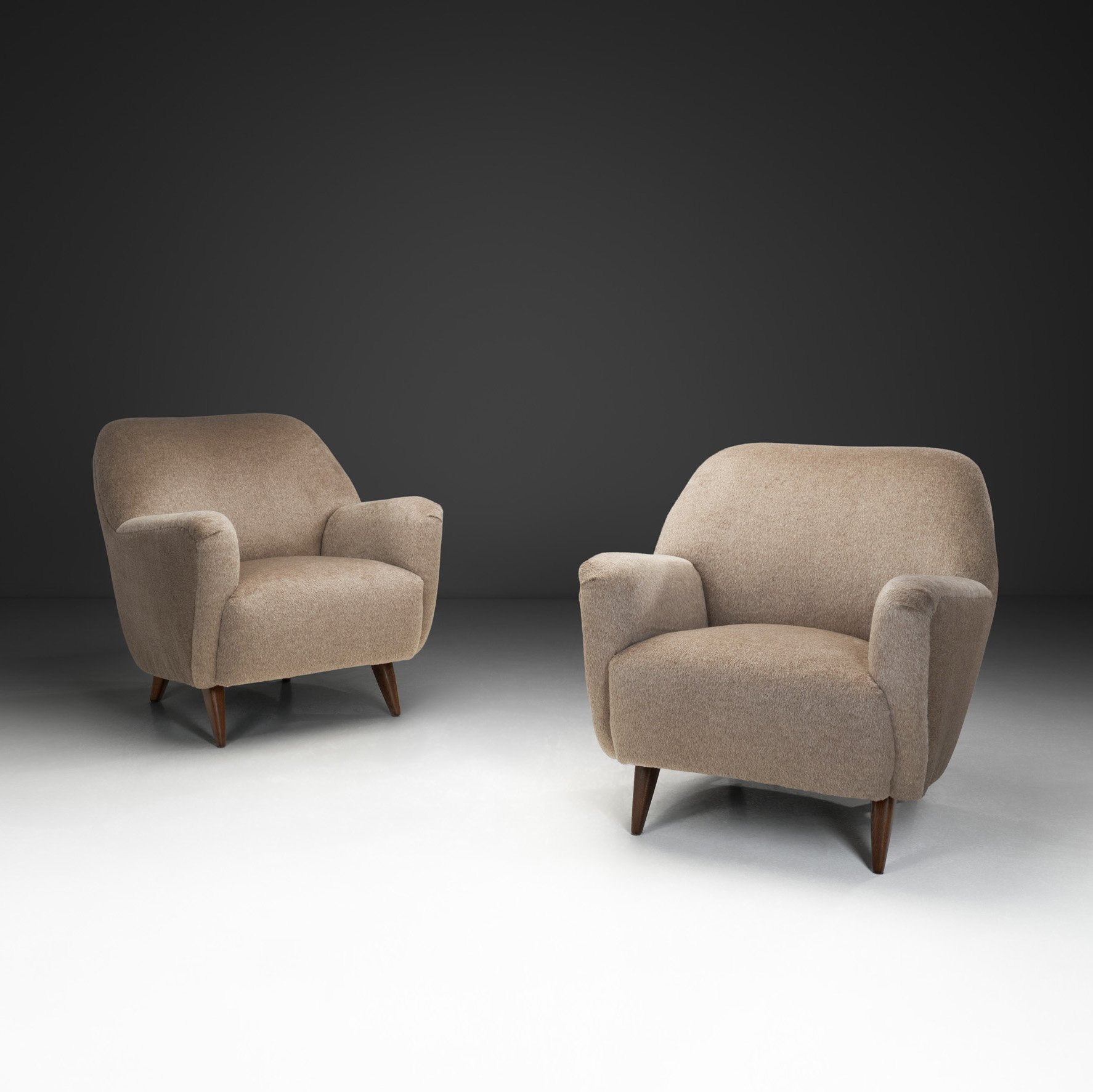 Pair of Curved Armchairs, Europe ca Mid-20th Century