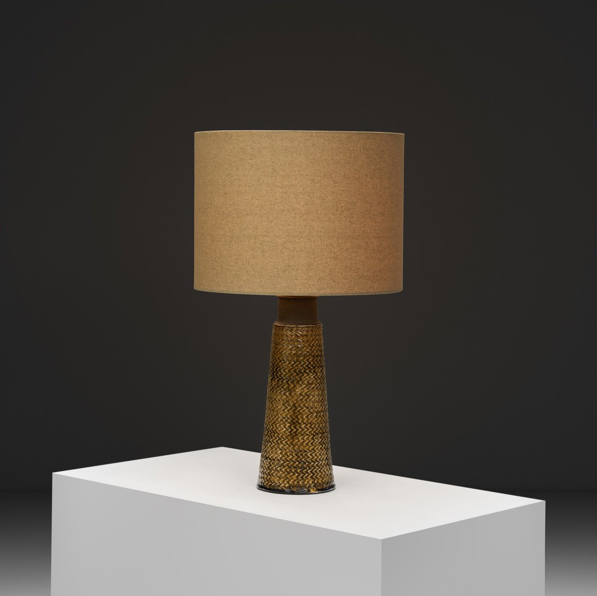 Stoneware Table Lamp with Amber Glaze by Nils Kähler for Kählers Fabrik, Denmark ca 1960s