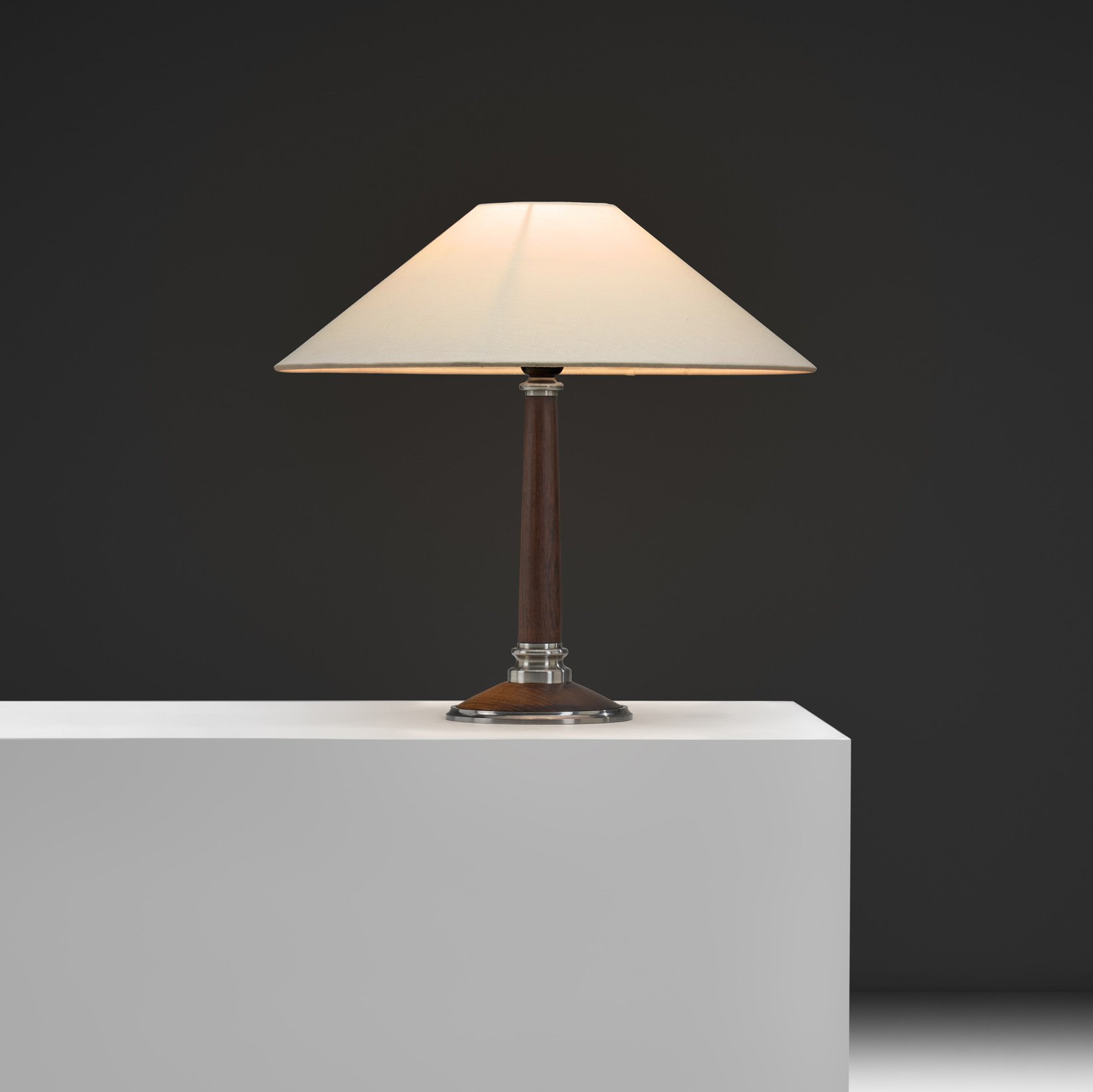 Mid-Century Table Lamp with Wooden and Steel Stem, Denmark 1960s