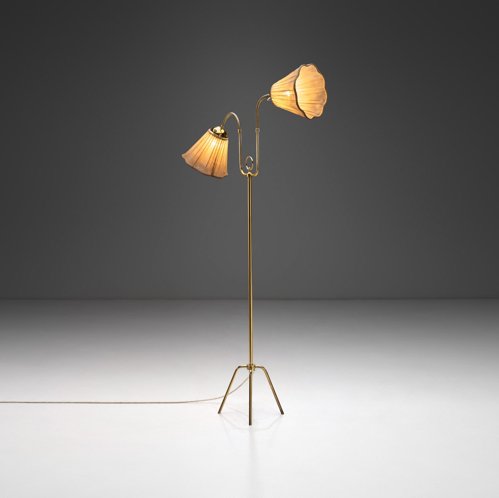 Swedish Brass Floor Lamp with Adjustable Arms, Sweden 1940s (sold)