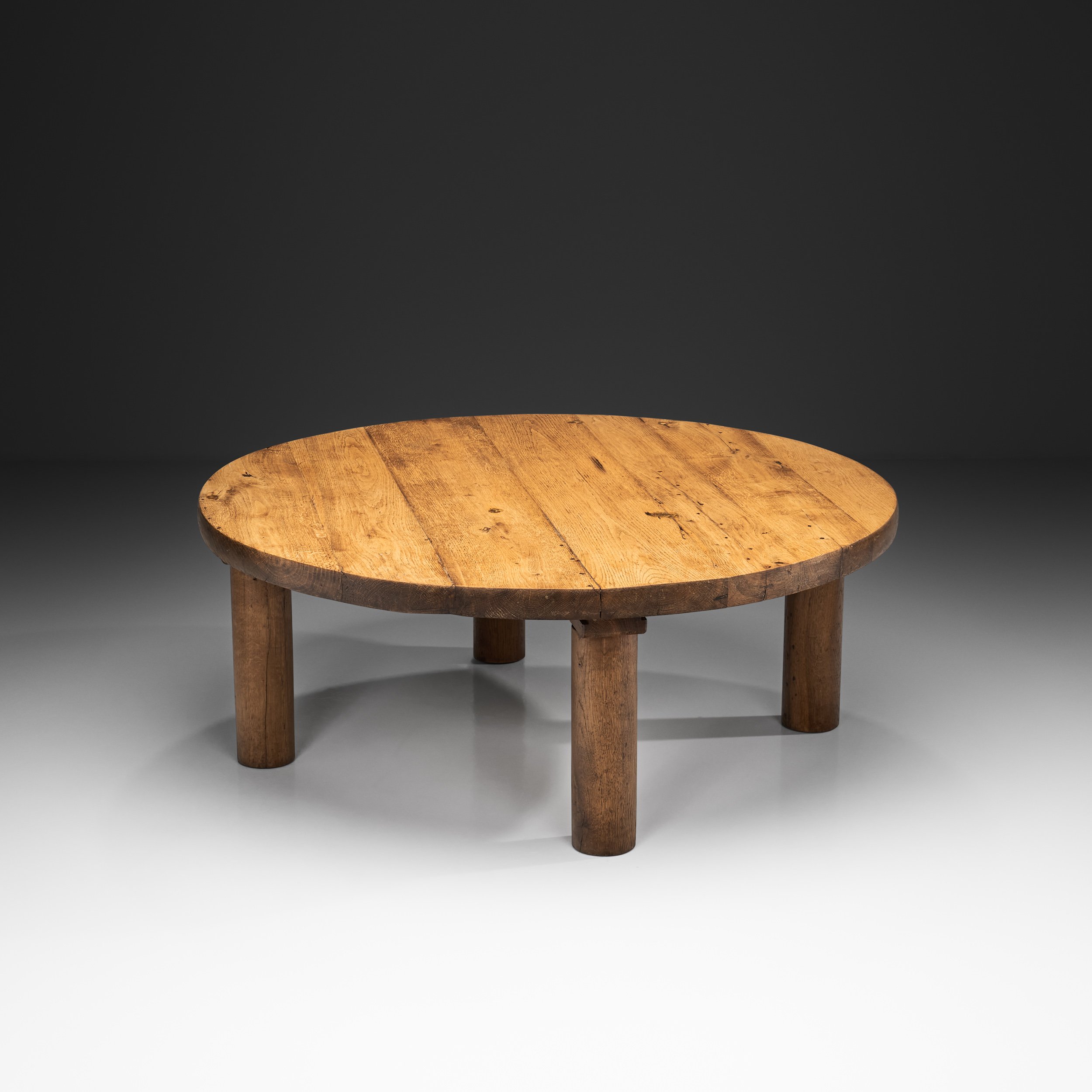 Oak Coffee Table with Round Legs, Europe 1960s