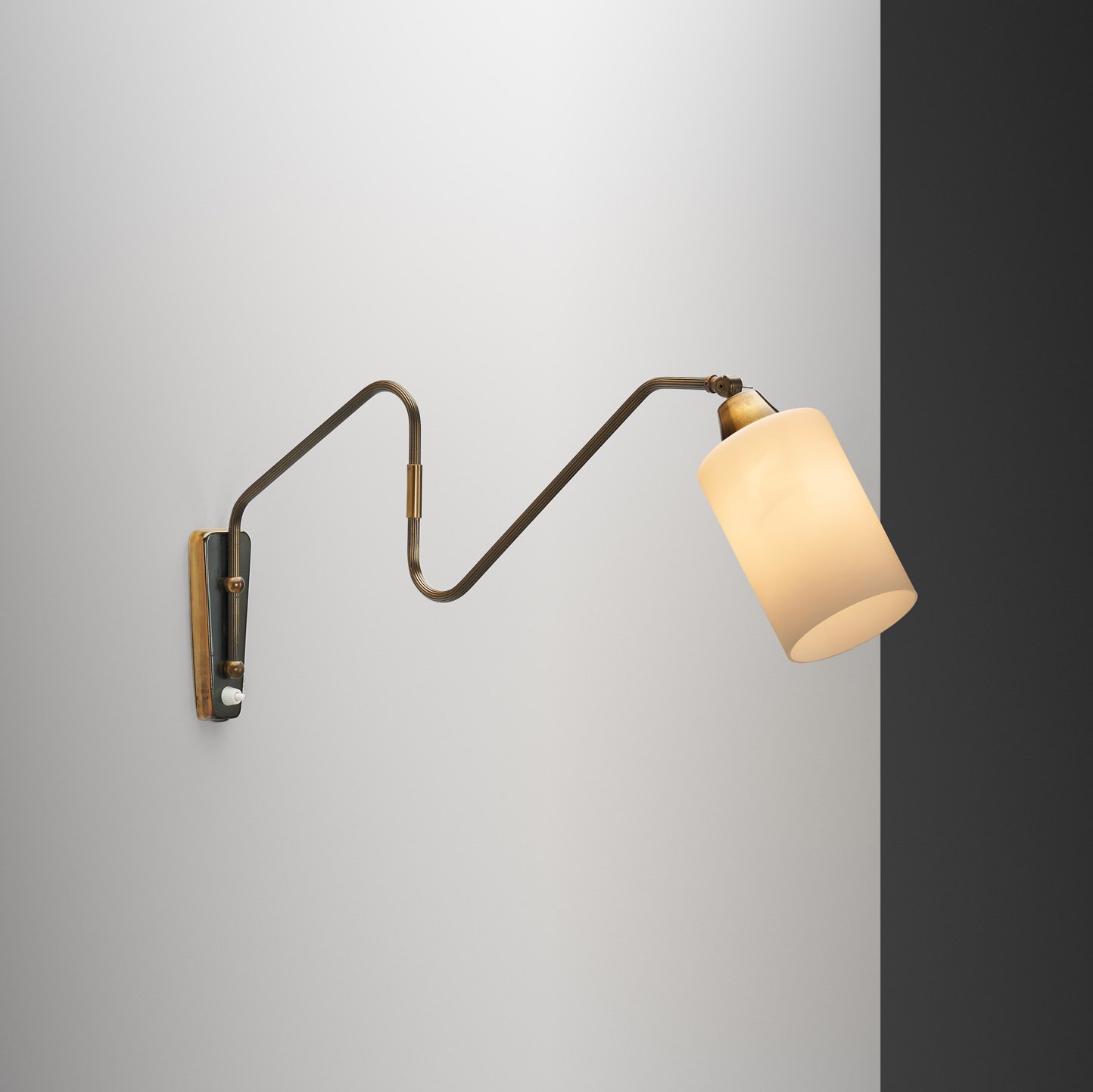 Fluted Brass Wall Lamp with Swing Arm, Denmark 1950s