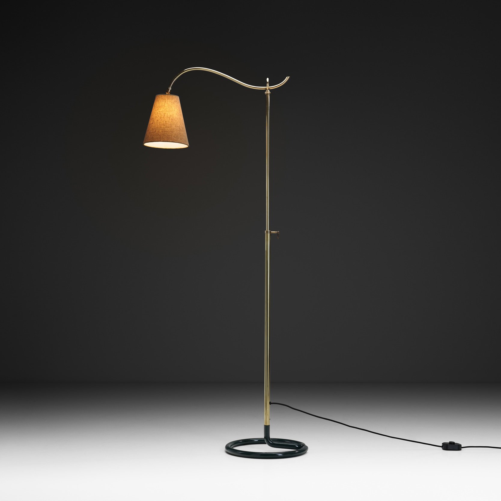 Tubular Metal and Brass Floor Lamp by Stablet, France ca 1950s