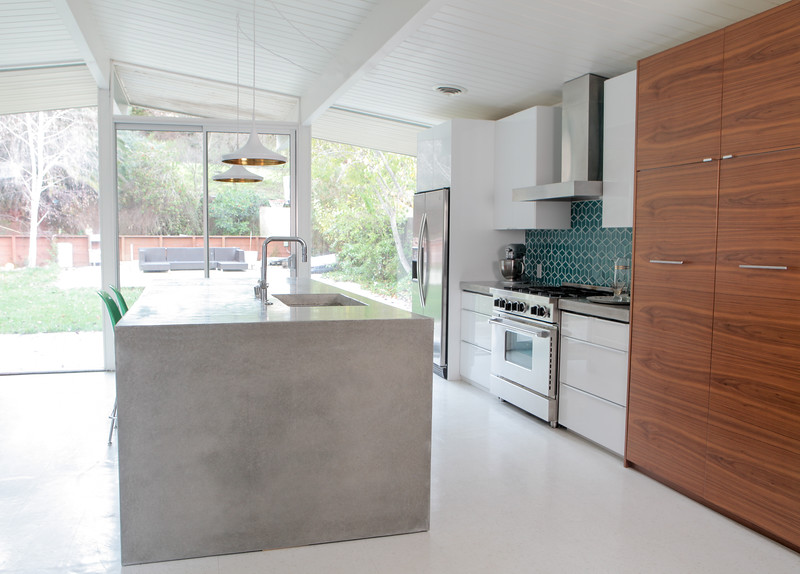 Diy Concrete Countertops Mid Century, Kitchen Island With Concrete Counter