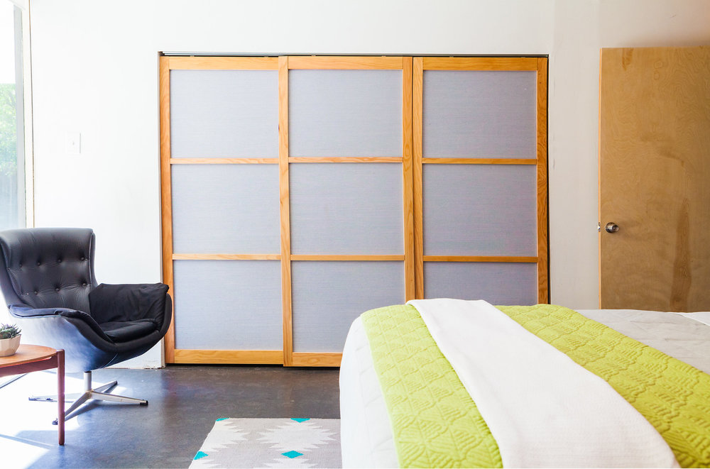 Diy Eichler Grasscloth Closet Doors Mid Century Modern Interior Designer Portfolio Diy Eichler Grasscloth Closet Doors, Fabric Sliding Closet Doors
