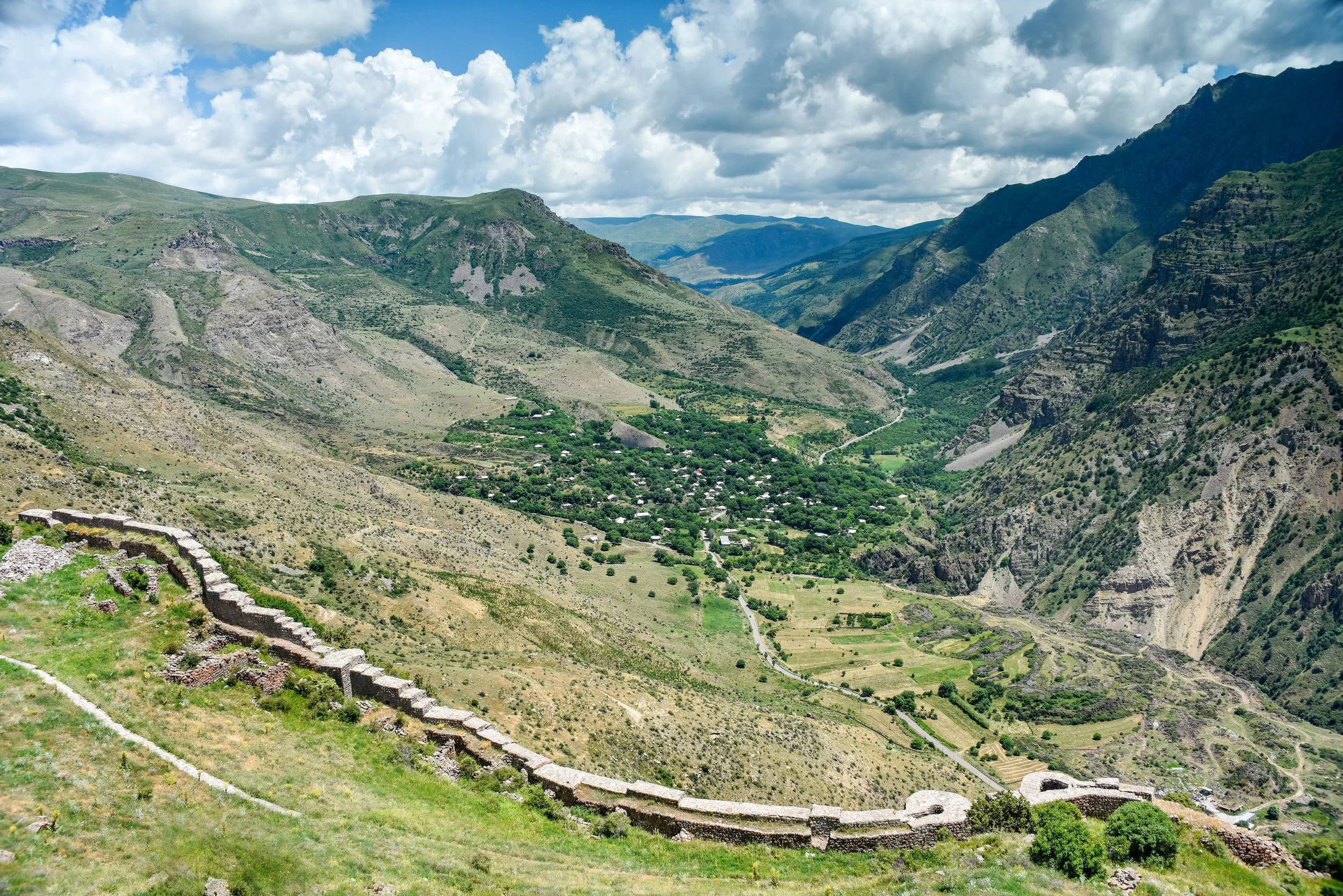The walls of Smbataberd watch over the village in the canyon below