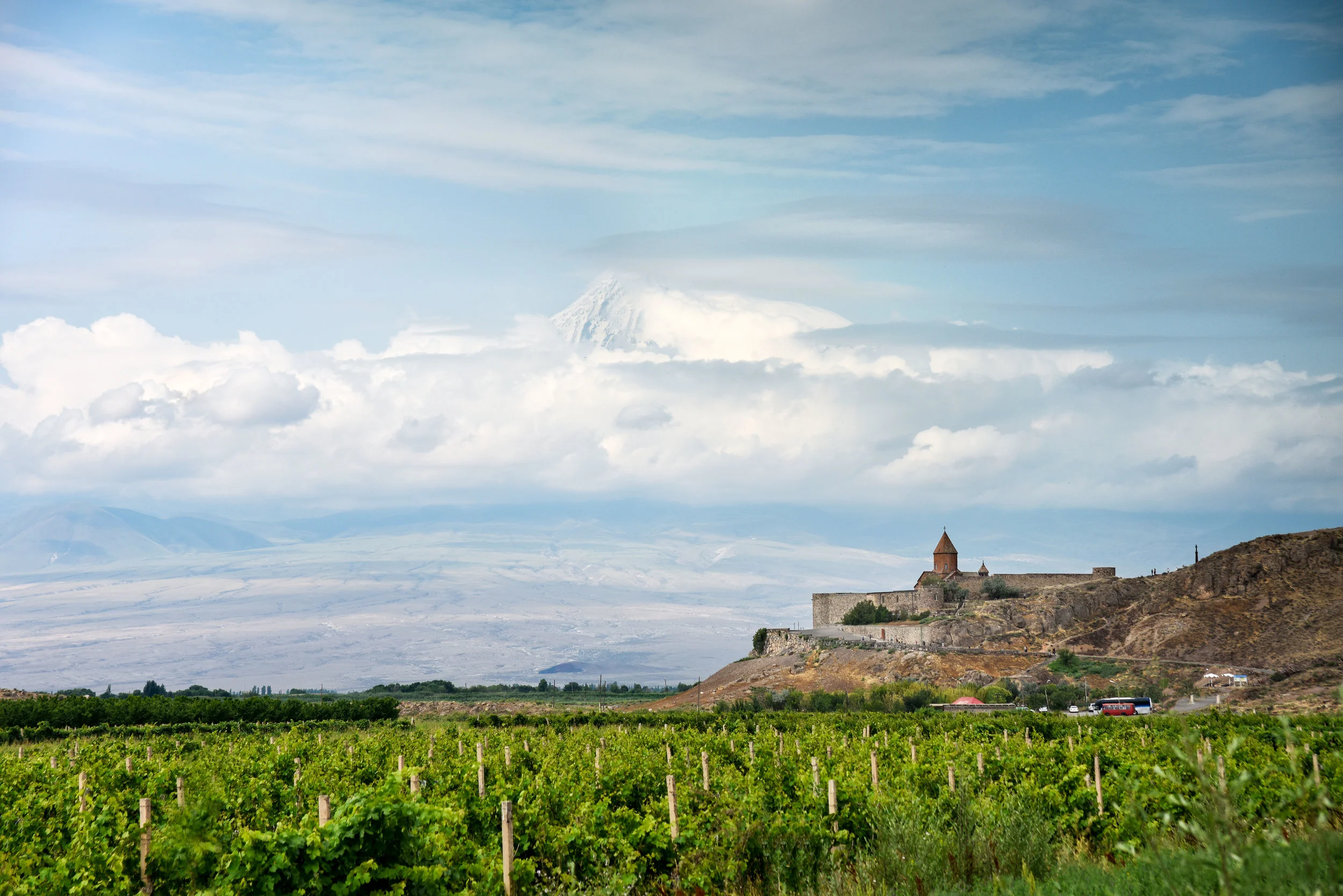 Holy Mt. Ararat rises up behind Khor Virap
