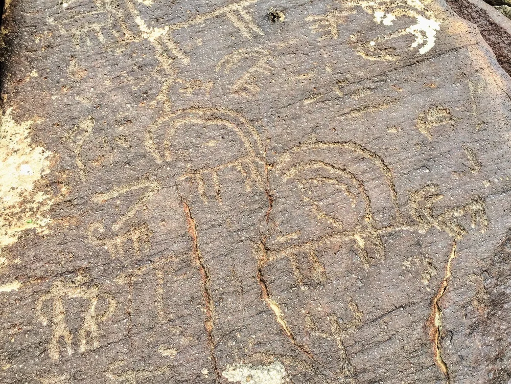 Examples of goats used to symbolize gods in the petroglyphs