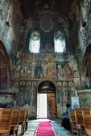 The interior is completely covered by the beautiful frescoes that have survived both time and wars over the centuries