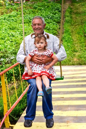 Misha and Nastiya in the backyard