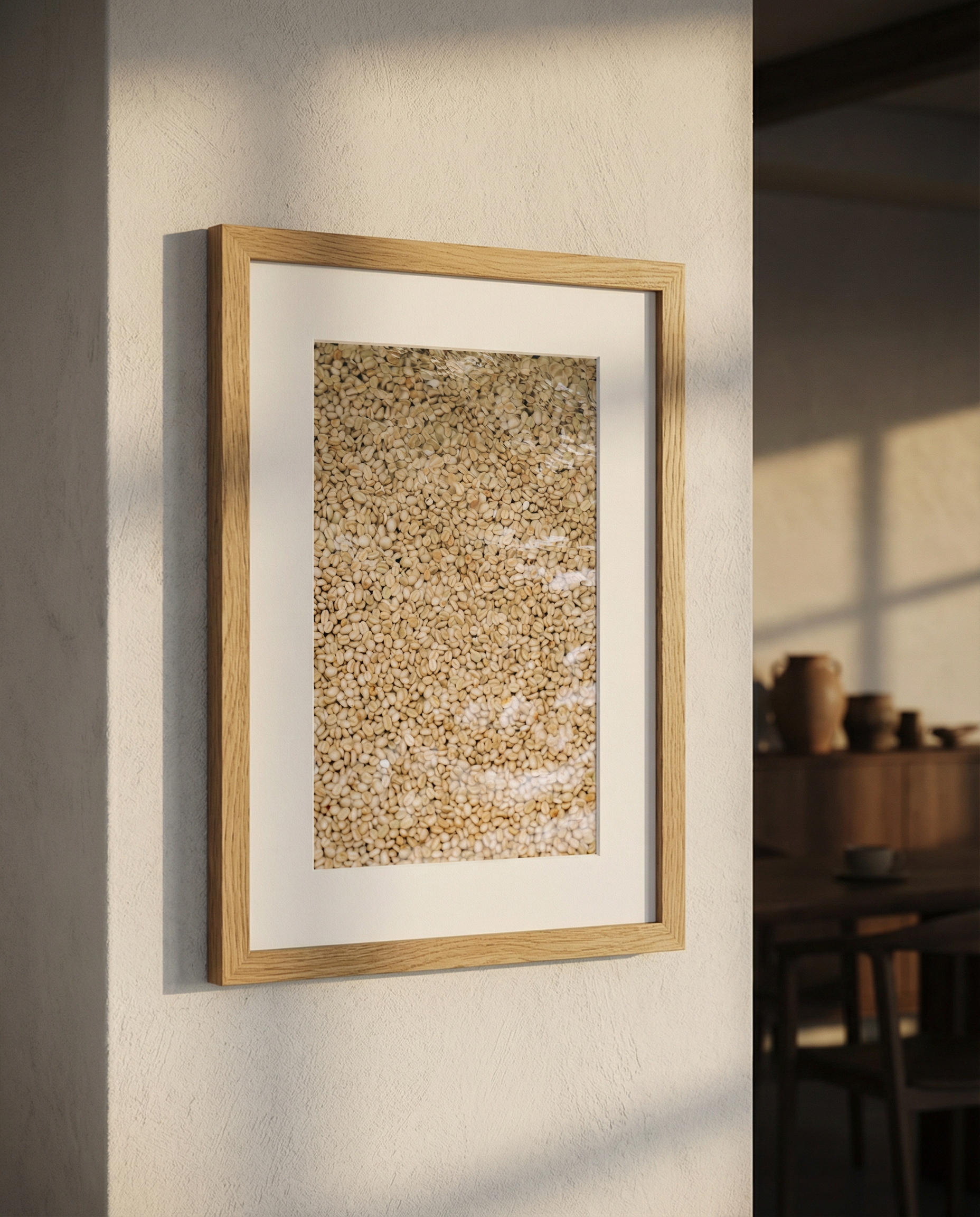 Generated with Kive.ai - create a photorealistic mockup of a size 42cm x 30cm (A3) fine art print of this image (without changing it) in a natural light solid oak frame_ with white mount board_ hung on a white plaster wall. Shallow depth of.png