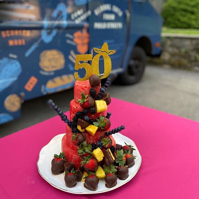 Healthy, refreshing watermelon &ldquo;cake&rdquo; for all the summer birthday boys &amp; girls!! Also available for #contactlessdropoff #watermeloncake #phillycakes #phillybirthdayparty #summerbirthday #50andfabulous #catering #phillyeats
