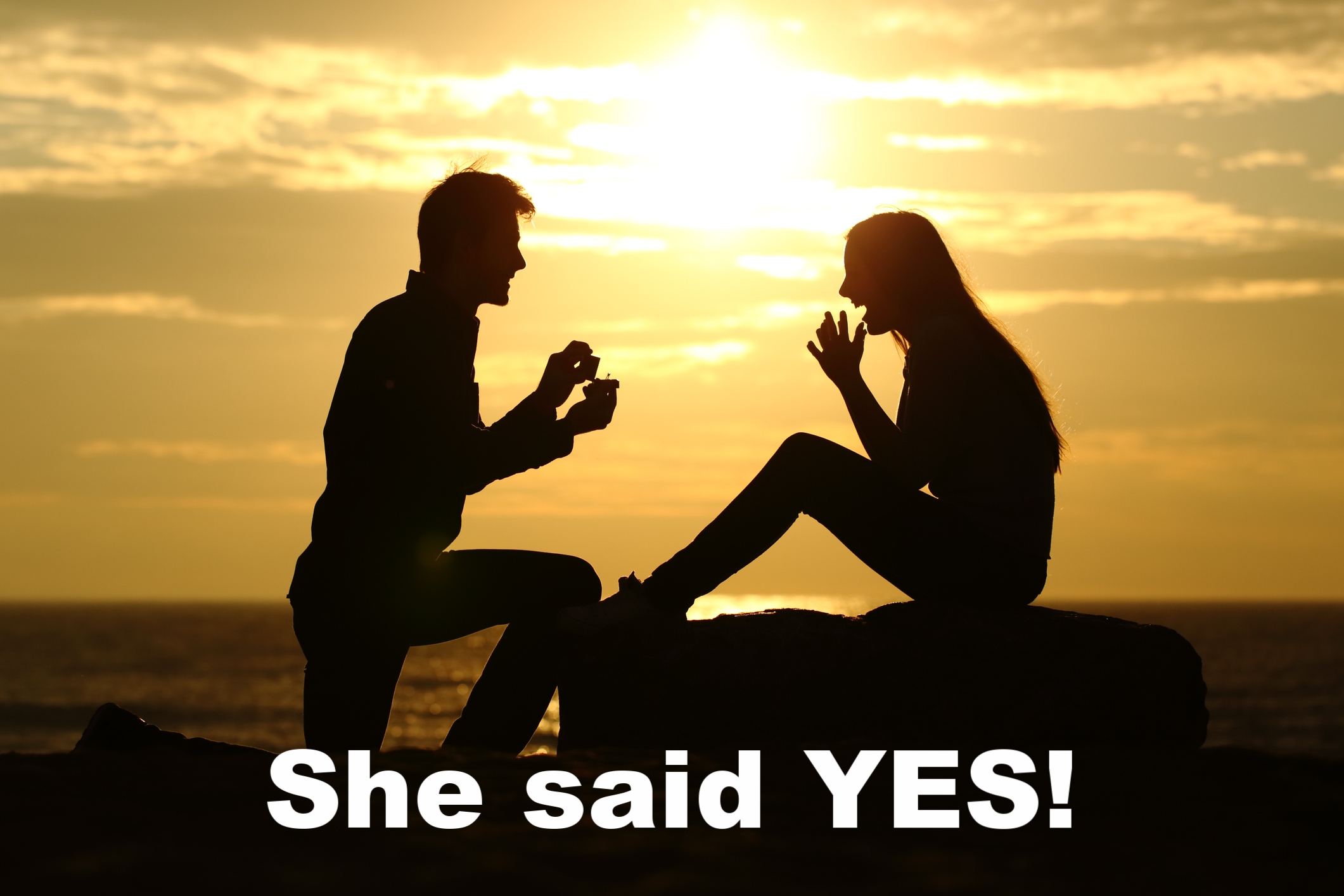 Sunset proposal on the beach.