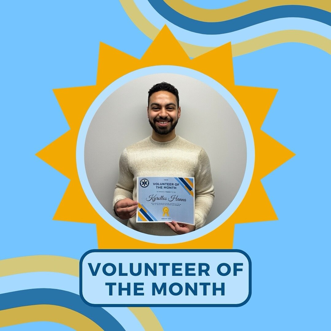 🔷🟡Introducing our January Volunteer of the Month, Kyrollos Hanna!🟡🔷

Kyro brings an awesome positive attitude to our team! Kyro is always the first one jumping out of his seat ready to respond to a patient. He shows a great deal of care for his p