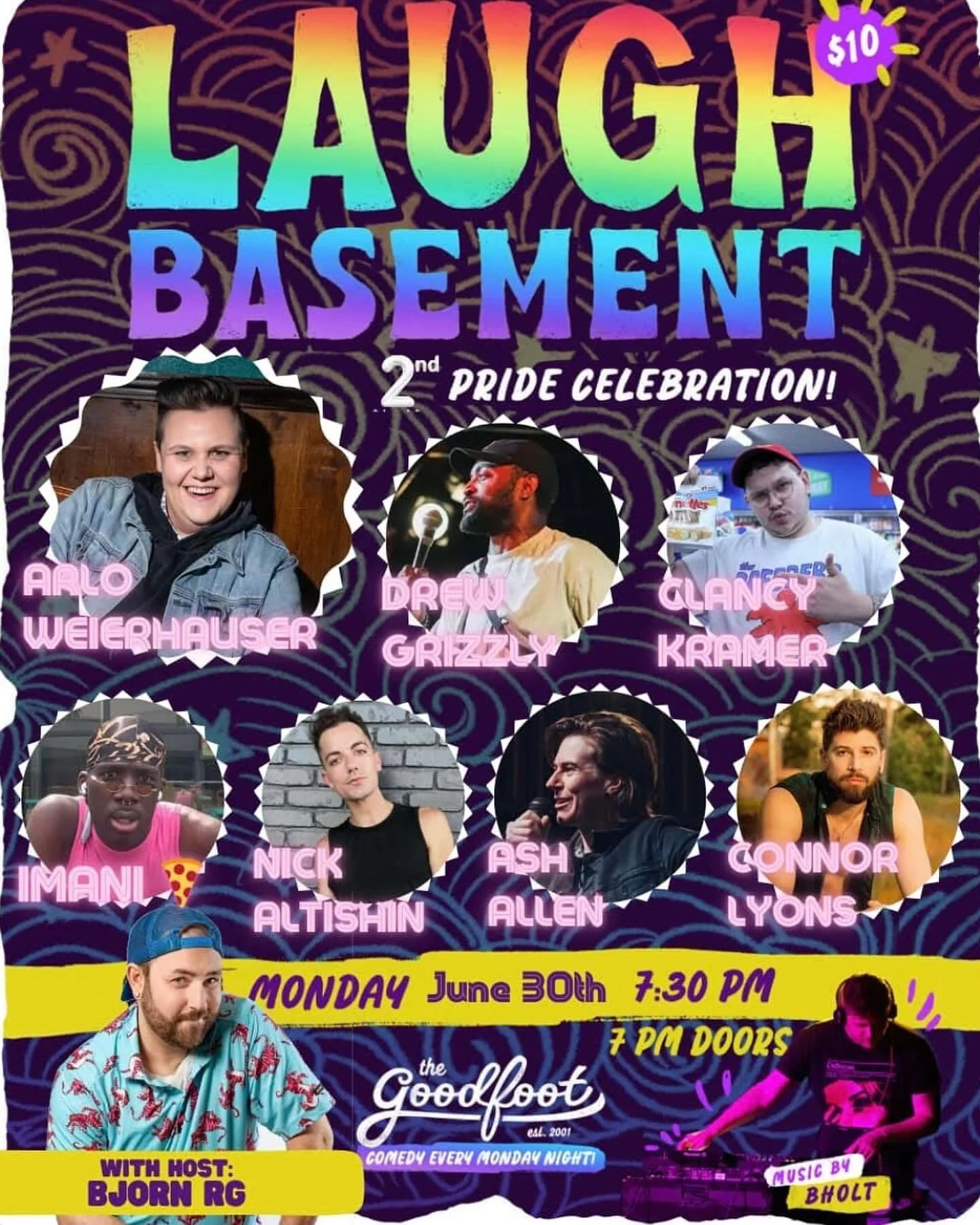 🚨 HOT SHOW ALERT 🚨 @laughbasement is getting real GAY tonight and I couldn&rsquo;t be more excited. Escape the heat for a cool basement show with the hottest comics around including headliner @arlo.c.w! Put on your going out jorts and Monday mesh t