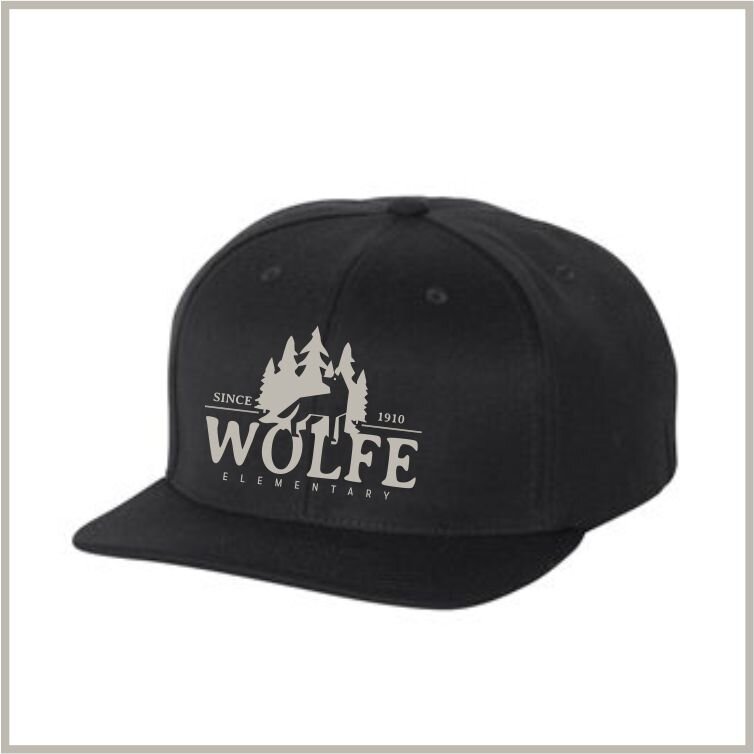 Wolfe flat bill snapback cap - black