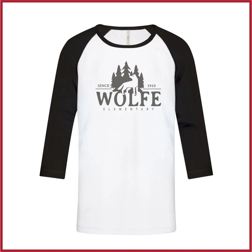 Wolfe adult baseball tee - black/white
