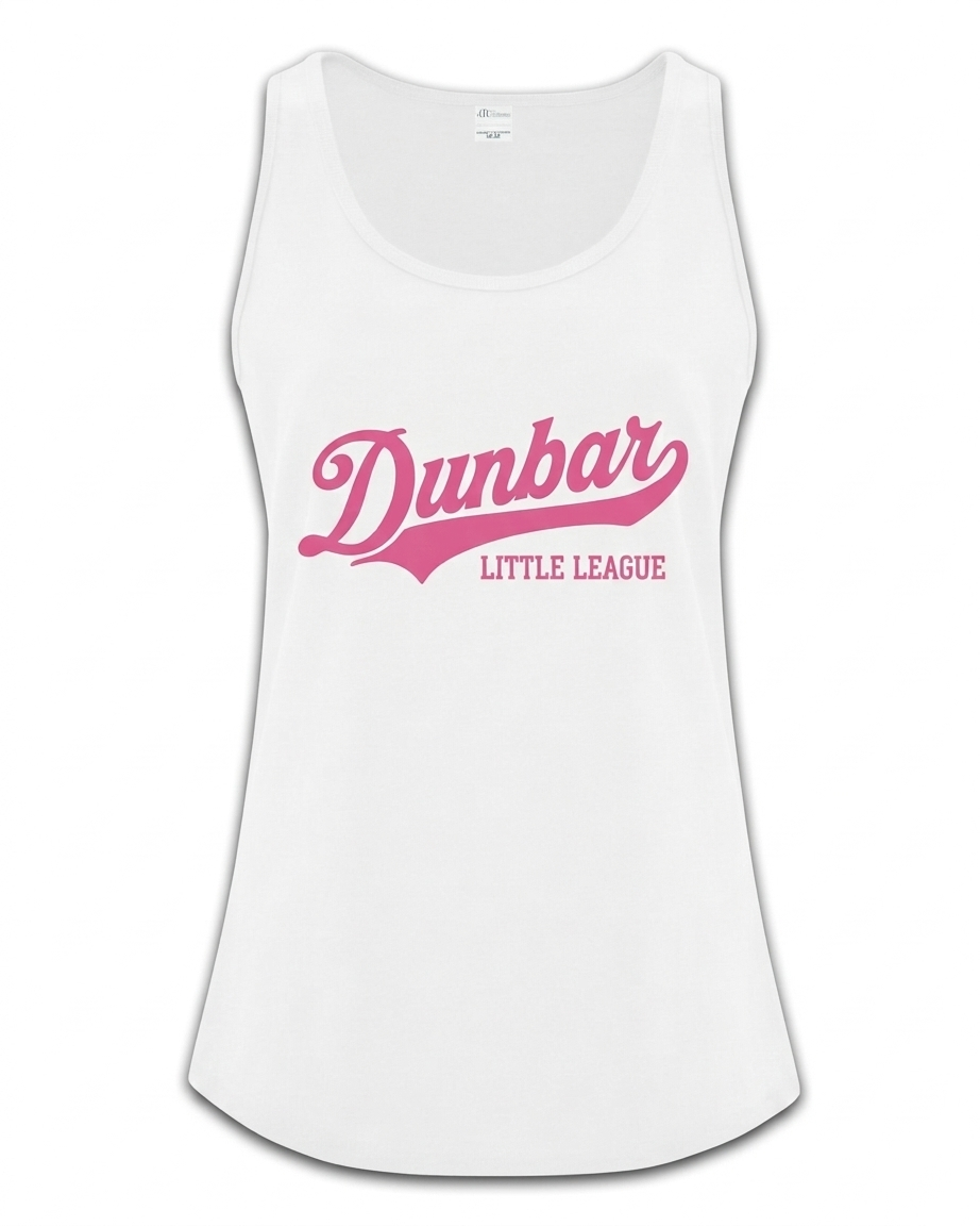 Dunbar Womens Tank Top - White w/ Pink Logo