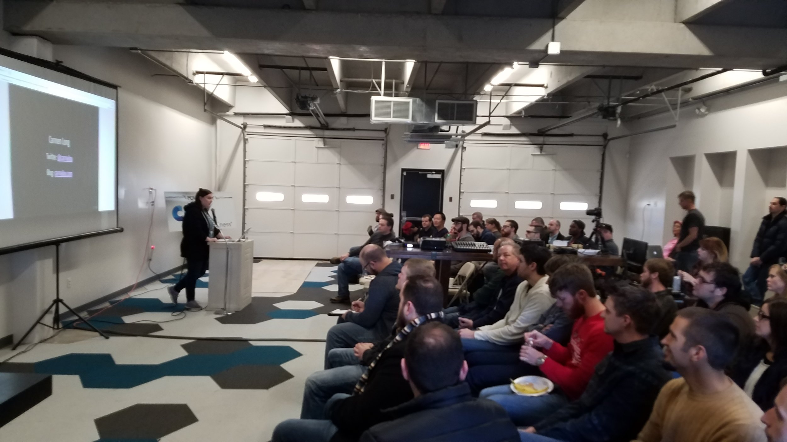 Carmen long, electron developer at monscierge, teaches crowd of 59