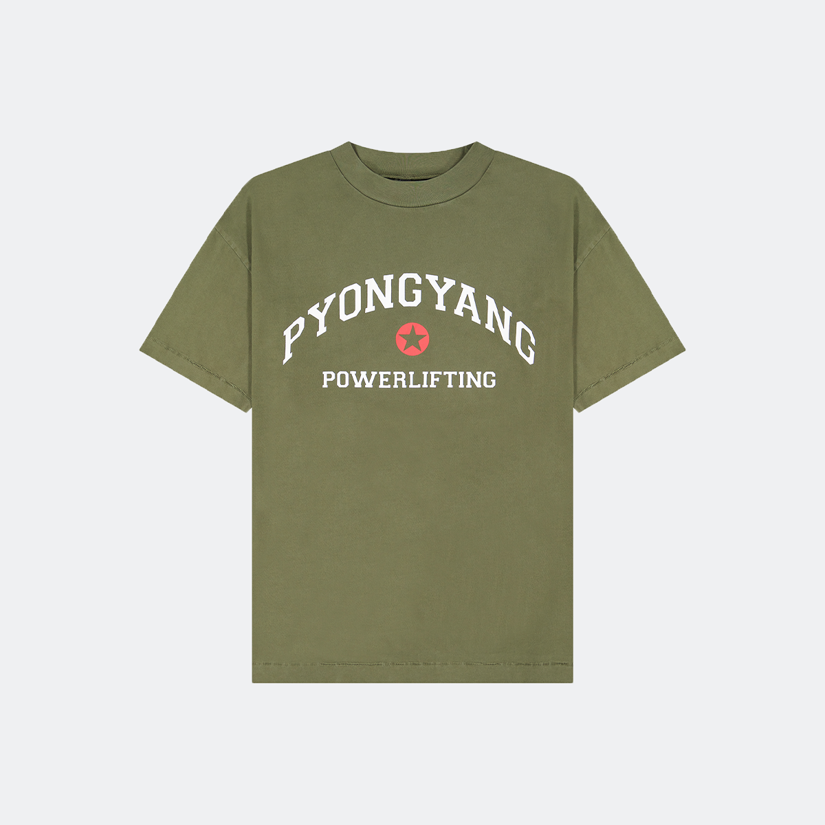 Pyongyang Powerlifting Tee in Olive Drab