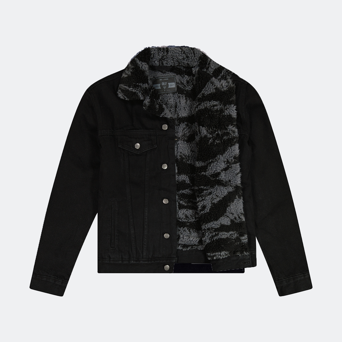 Sherpa Trucker Jacket in Jet Black / Dark Tiger (QILO x