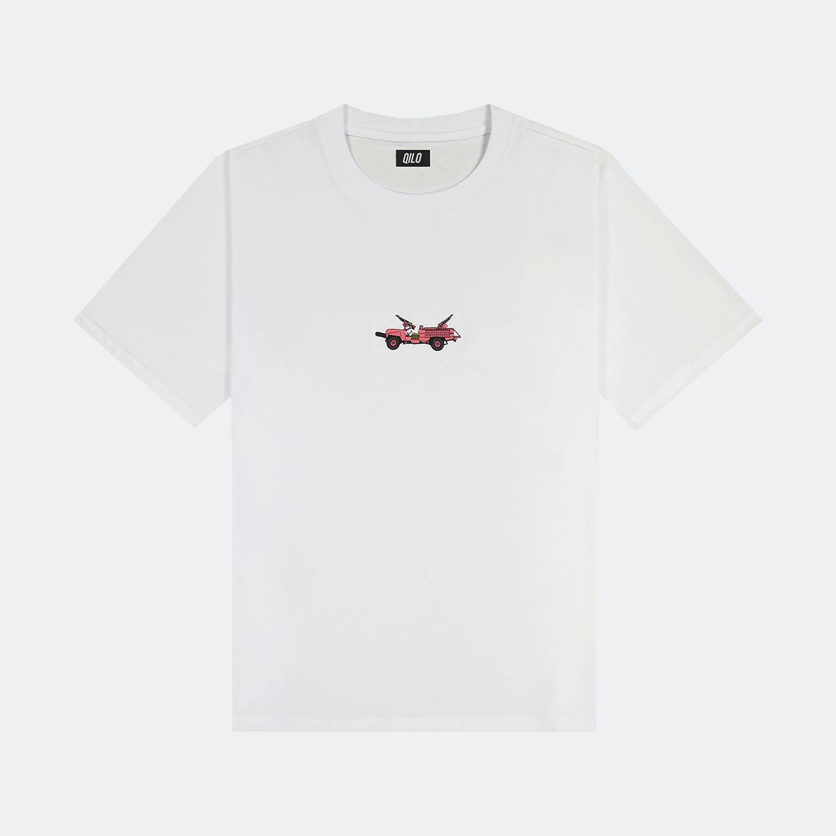 Technical Embroidered Tee in White (Land Rover Series IIA “Pink Panther”)