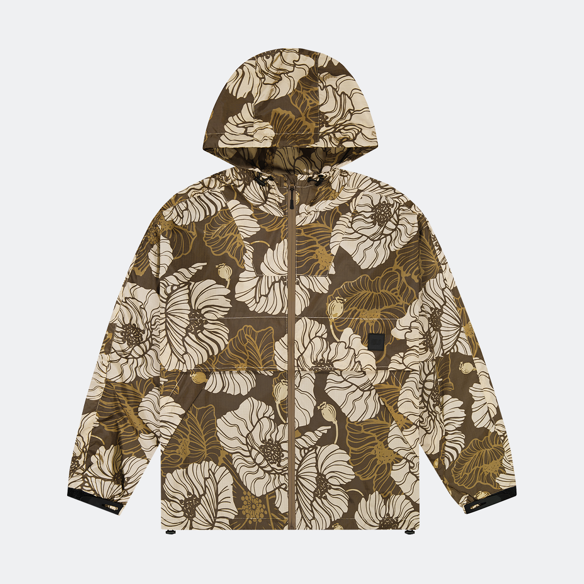 QILO x Bad Moon Print Press "Poppies" Gen. 3.1 Retro Windbreaker in Bronze/Khat