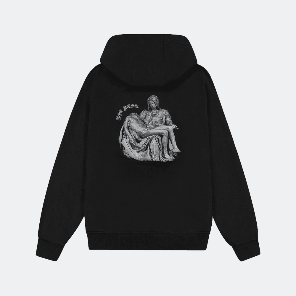 Patmos - Double Cross Zippered Hoodie in Charcoal - QILO