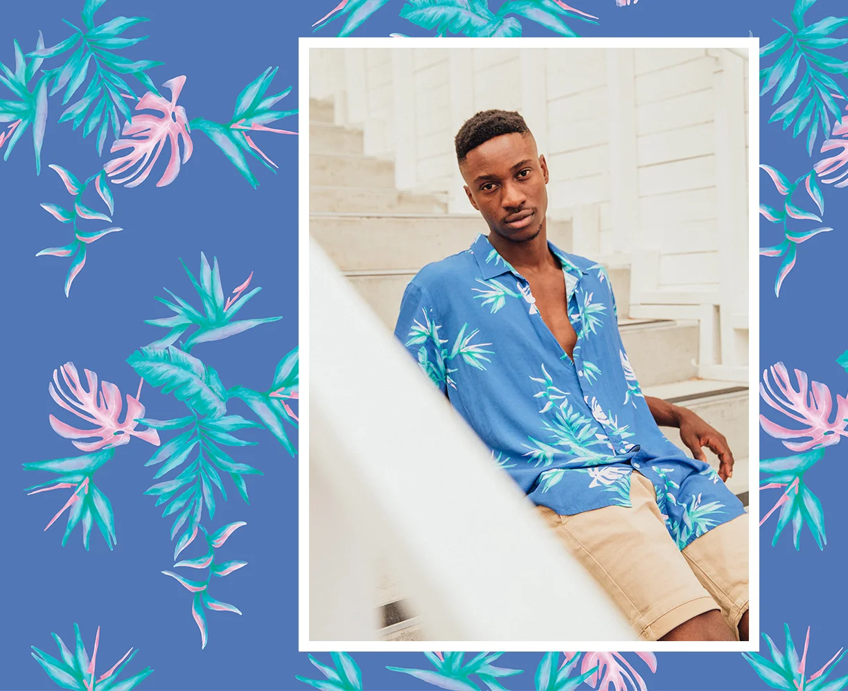 Custom Textile Print Design for Poolside Party Shirts.
