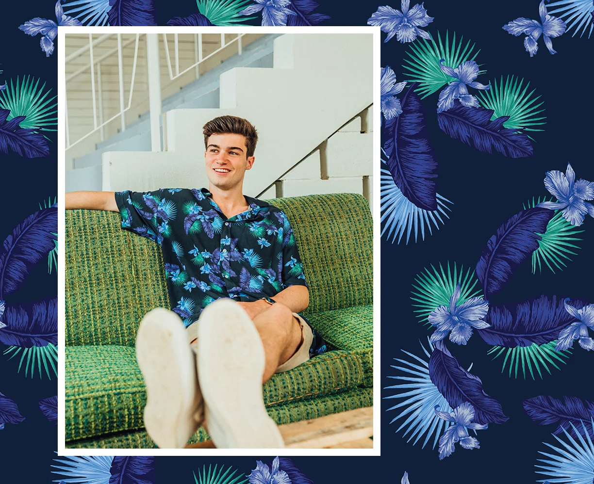 Custom Textile Print Design for Poolside Party Shirts.