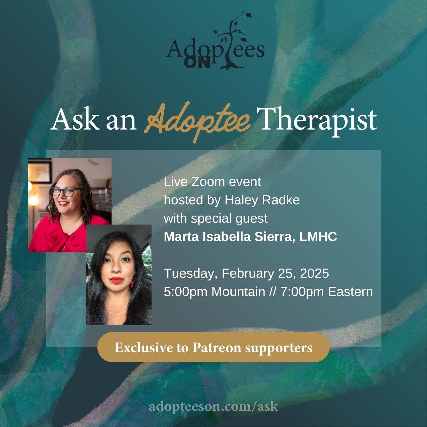 Upcoming live events for Patreon supporters! Tonight we've got Ask an Adoptee Therapist, tomorrow we're discussing A Bite of B&eacute;nin with Ad&eacute; Carrena, and in March we're talking An Update on Our Family with Sullivan Summer!

Reminder - al
