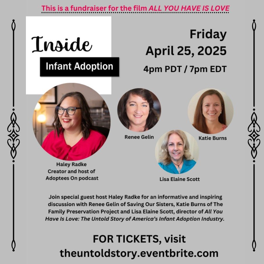 Oh my goodness, we have so many exciting events coming up! This Friday Haley is hosting a fundraiser for the upcoming documentary @allyouhaveislovefilm, tickets are available at theuntoldstory.eventbrite.com. 

And Adoptees On supporters have got two