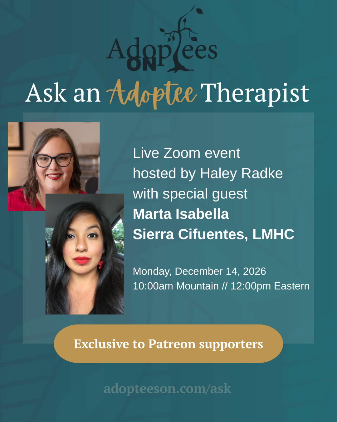 December Ask an Adoptee Therapist with Marta Isabella Sierra Cifuentes, LMHC (Copy)