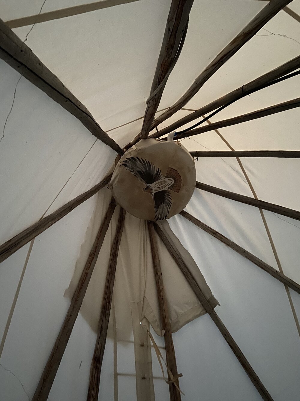  i woke up to this painted eagle drum on the ‘ceiling’ of our teepee tent. Reminded me of Isaiah 40:1 '“but those who hope in the Lord will renew their strength. They will soar on wings like eagles; they will run and not grow weary, they will walk an