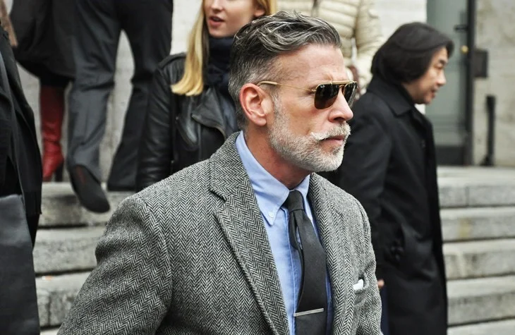 Classic Traditional look with a Herringbone Tweed Sport Jacket and Tie