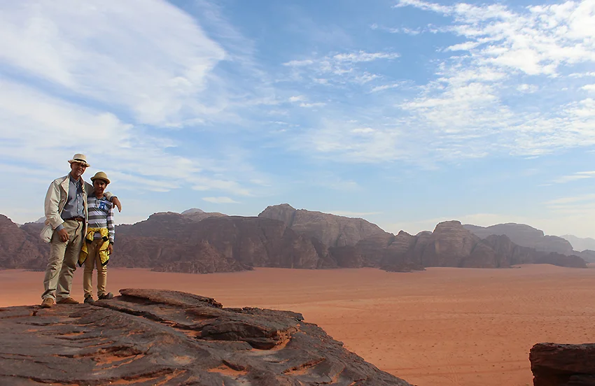 Enjoying Wadi Rum's lanscapes.