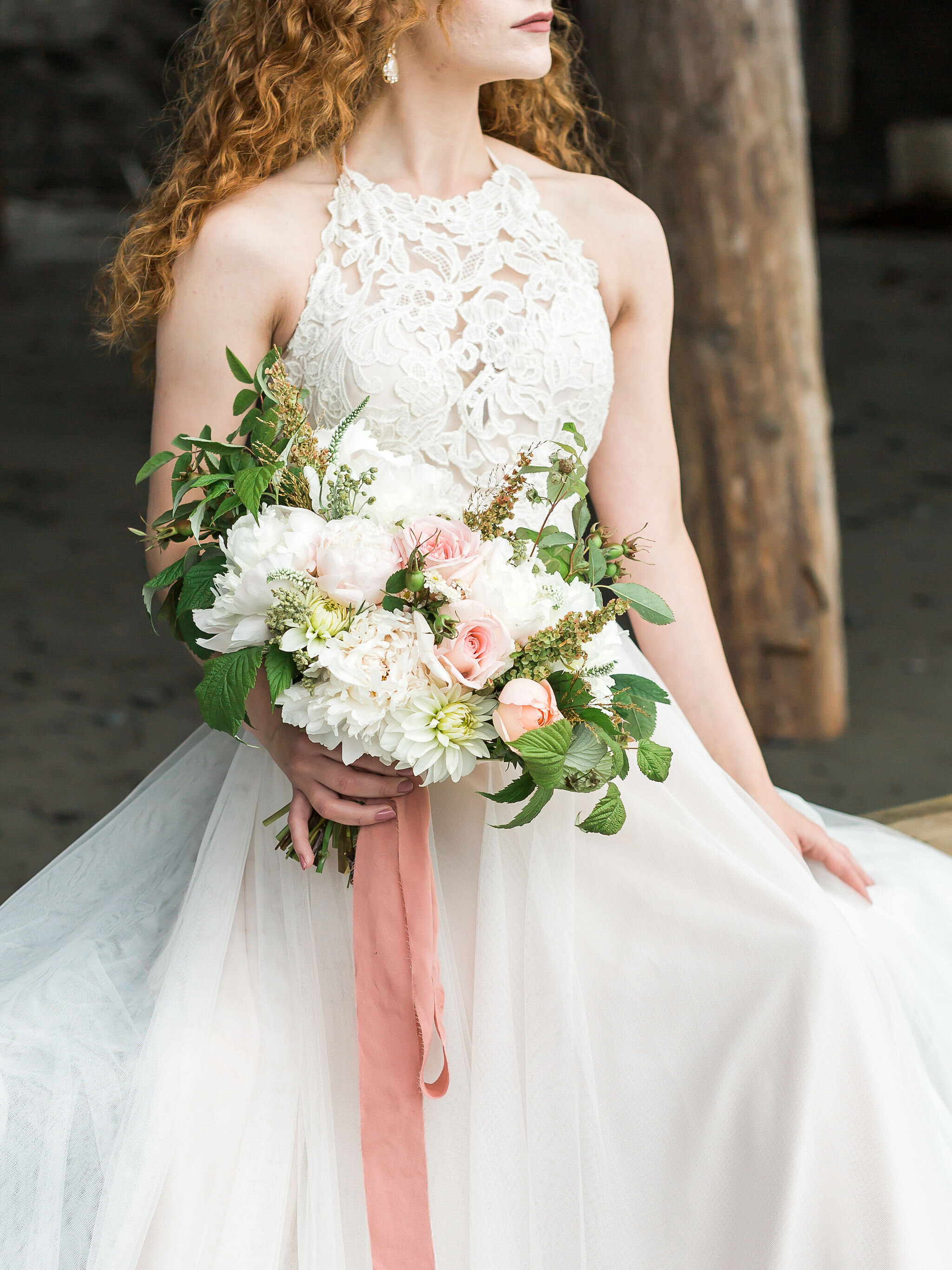 Peony white and blush bridal bouquet
