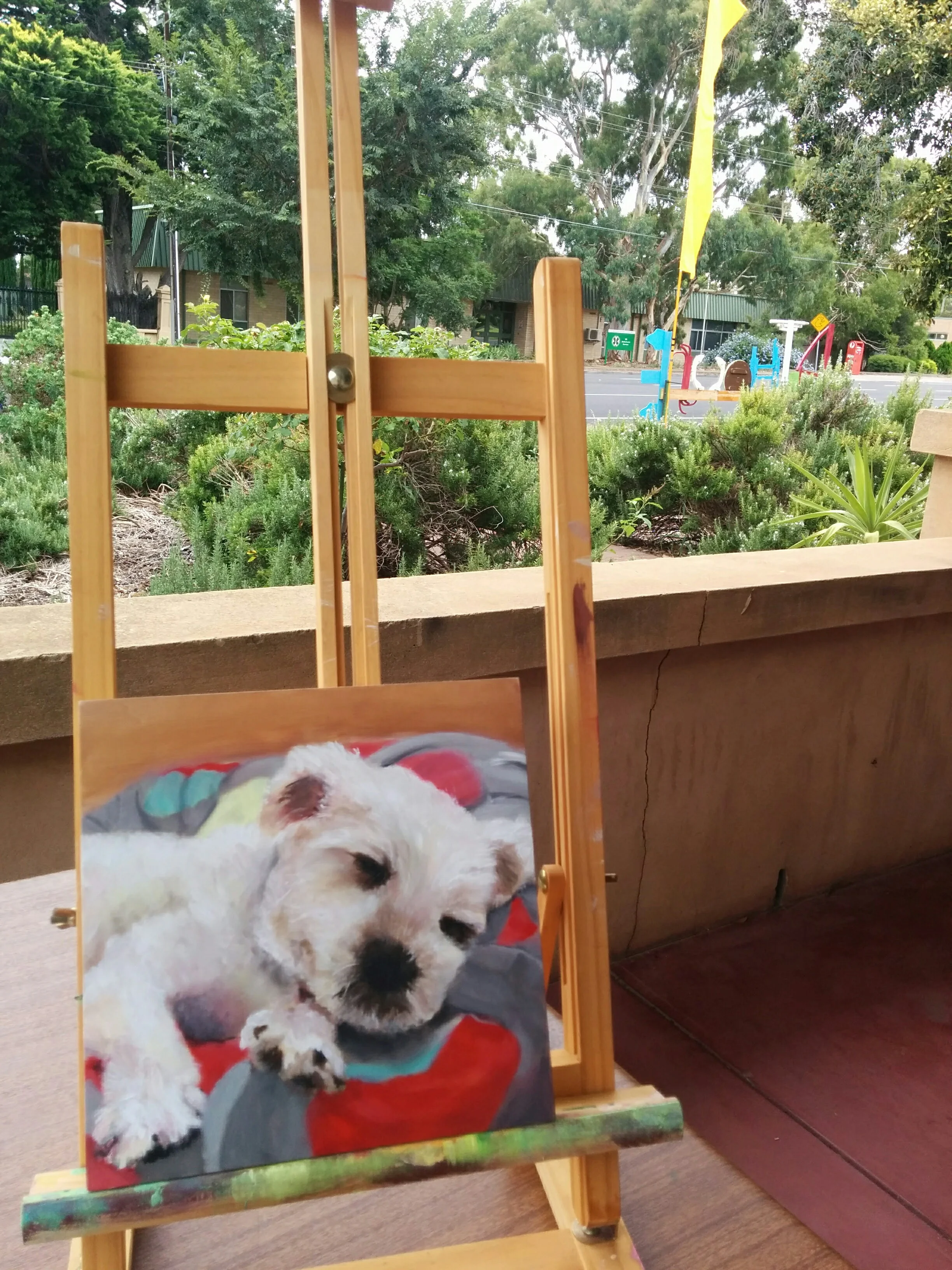 Painting on the verandah