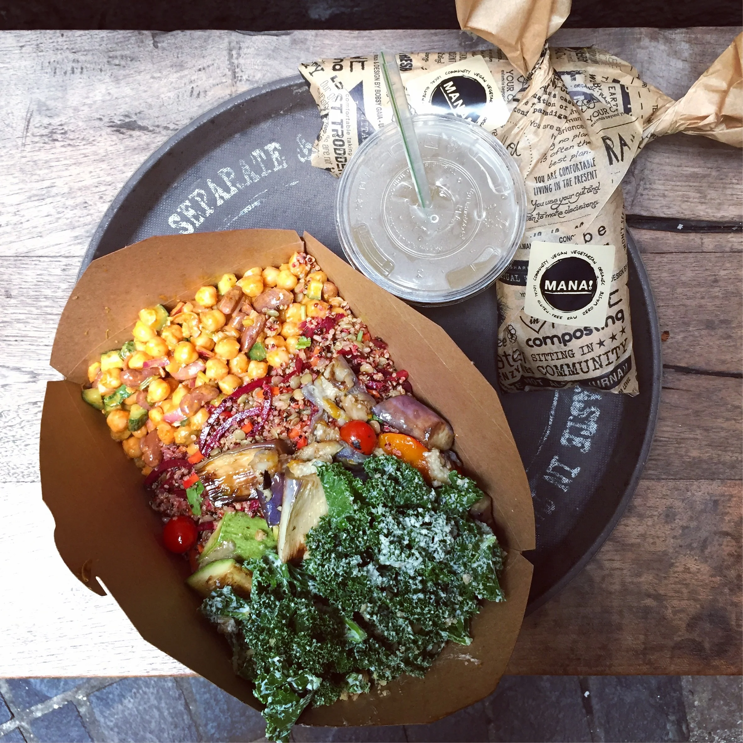 Rainbow salad, teff wraps & fresh lemonade @ MANA!