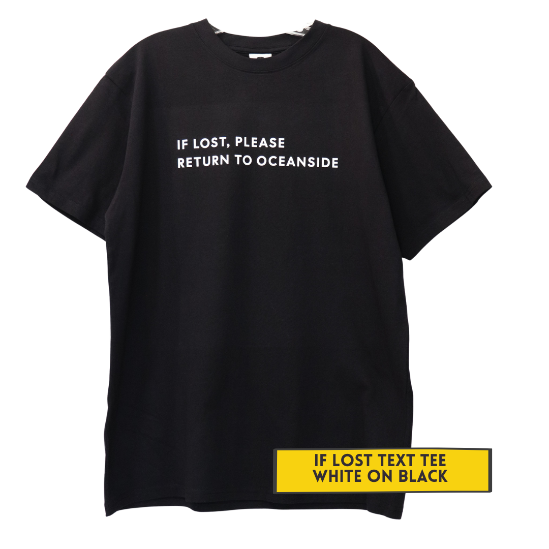 if lost text tee white on black.png
