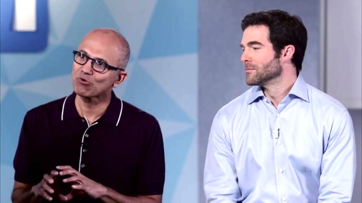Microsoft CEO Satya Nadella and LinkedIn CEO Jeff Weiner speaking about the acquisition in an interview.