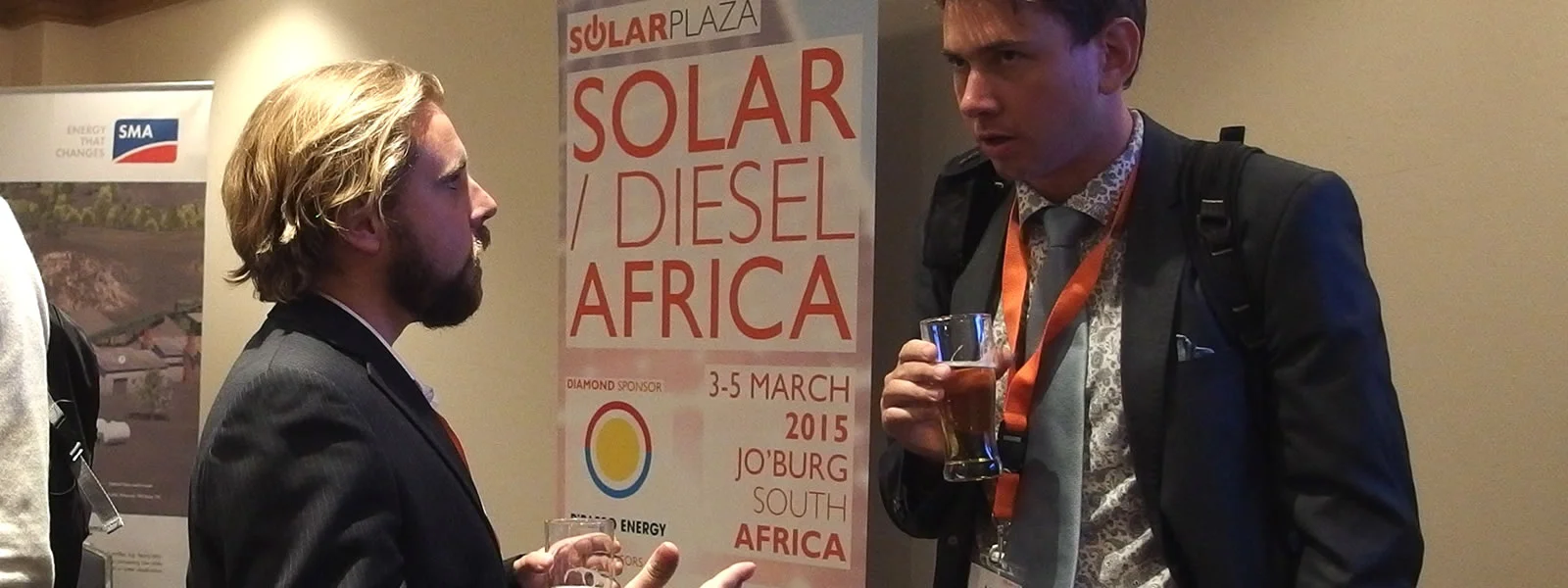 Abe pitching his dream to a fellow participant at Solarplaza's 'Solar/Diesel Africa' conference in (March 2015, Johannesburg )
