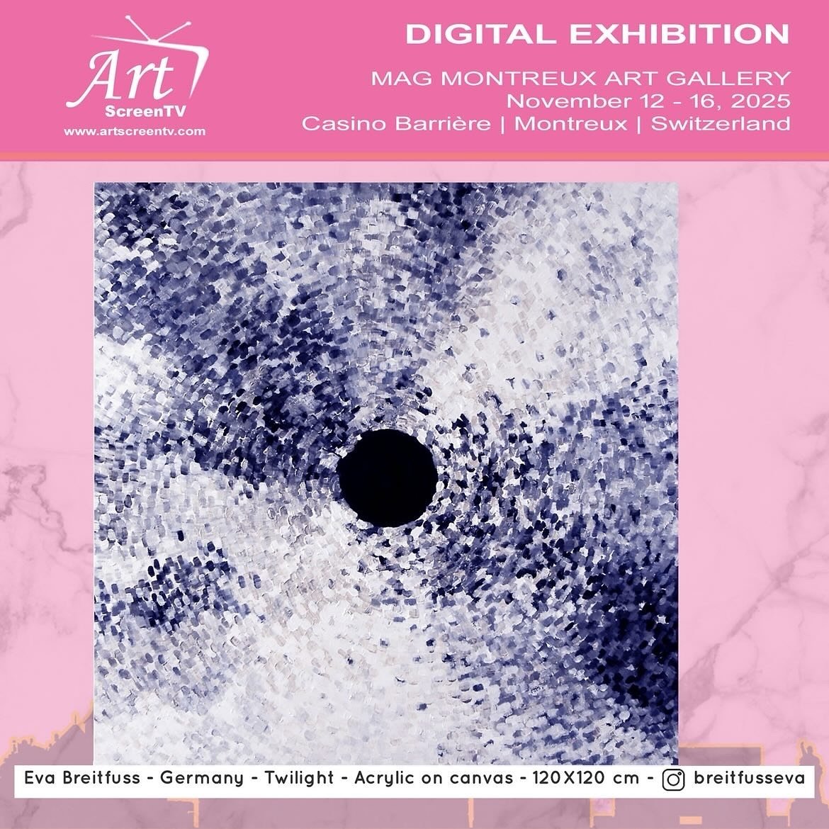 I&rsquo;m delighted ✨my artwork TWILIGHT has been selected for the digital exhibition presented by ArtScreen TV @artscreentv as part of MAG 2025 &ndash; Montreux Art Gallery.

&mdash;DIGITAL EXHIBITION &mdash;
Montreux Art Gallery (MAG 2025)
November