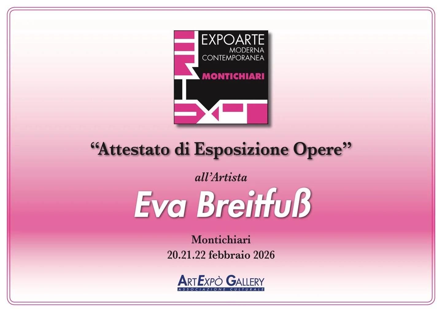 COMING SOON&hellip;✨✨✨
EXPOARTE 
MODERNA CONTEMPORANEA 
MONTICHIARI 
with 4 of my artworks exhibit @artexpo_gallery 
February 20 - 22/ 2026

#artfair #artexhibition #contemporaryartwork #contemporaryartist #breitfusseva