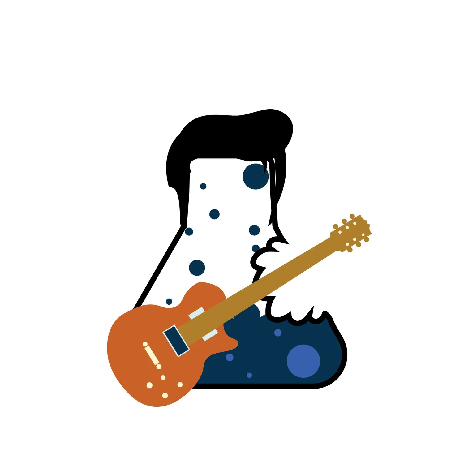 Memphis logo;  a conical flask with an elvis haircut and guitar
