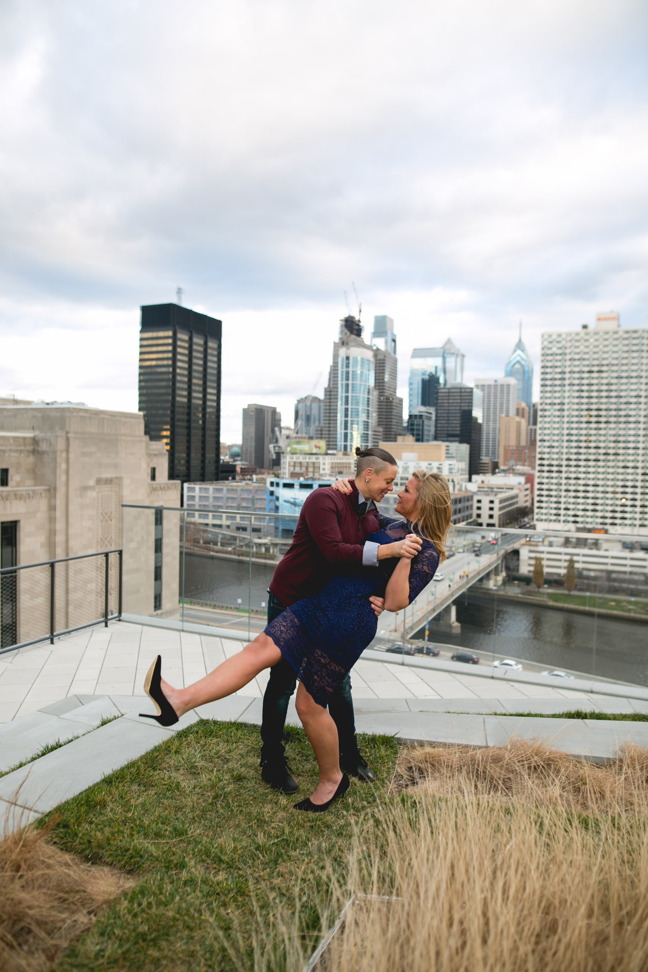 Center City Philadelphia Lesbian Engagement Shoot