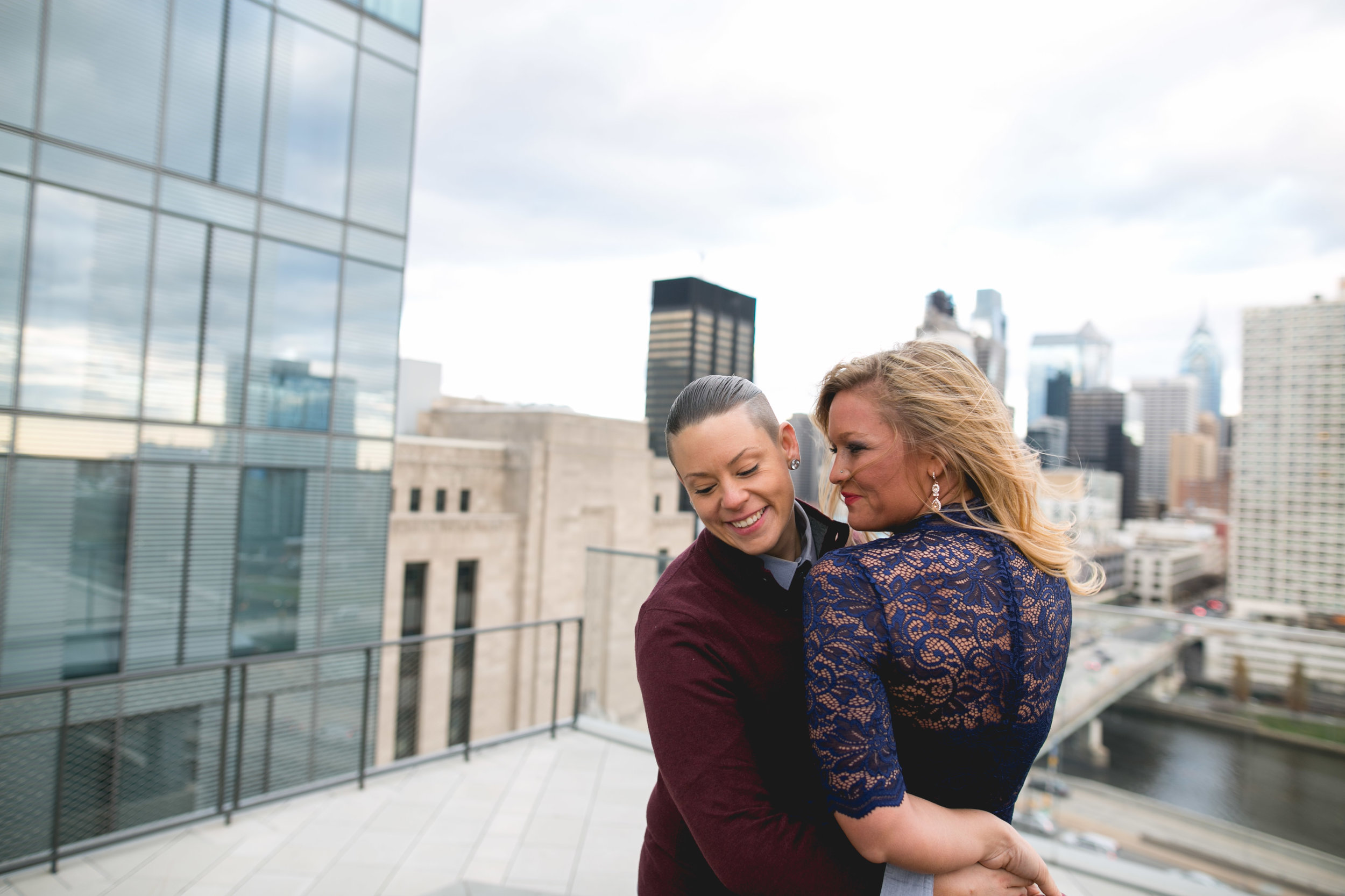 Center City Philadelphia Lesbian Engagement Shoot