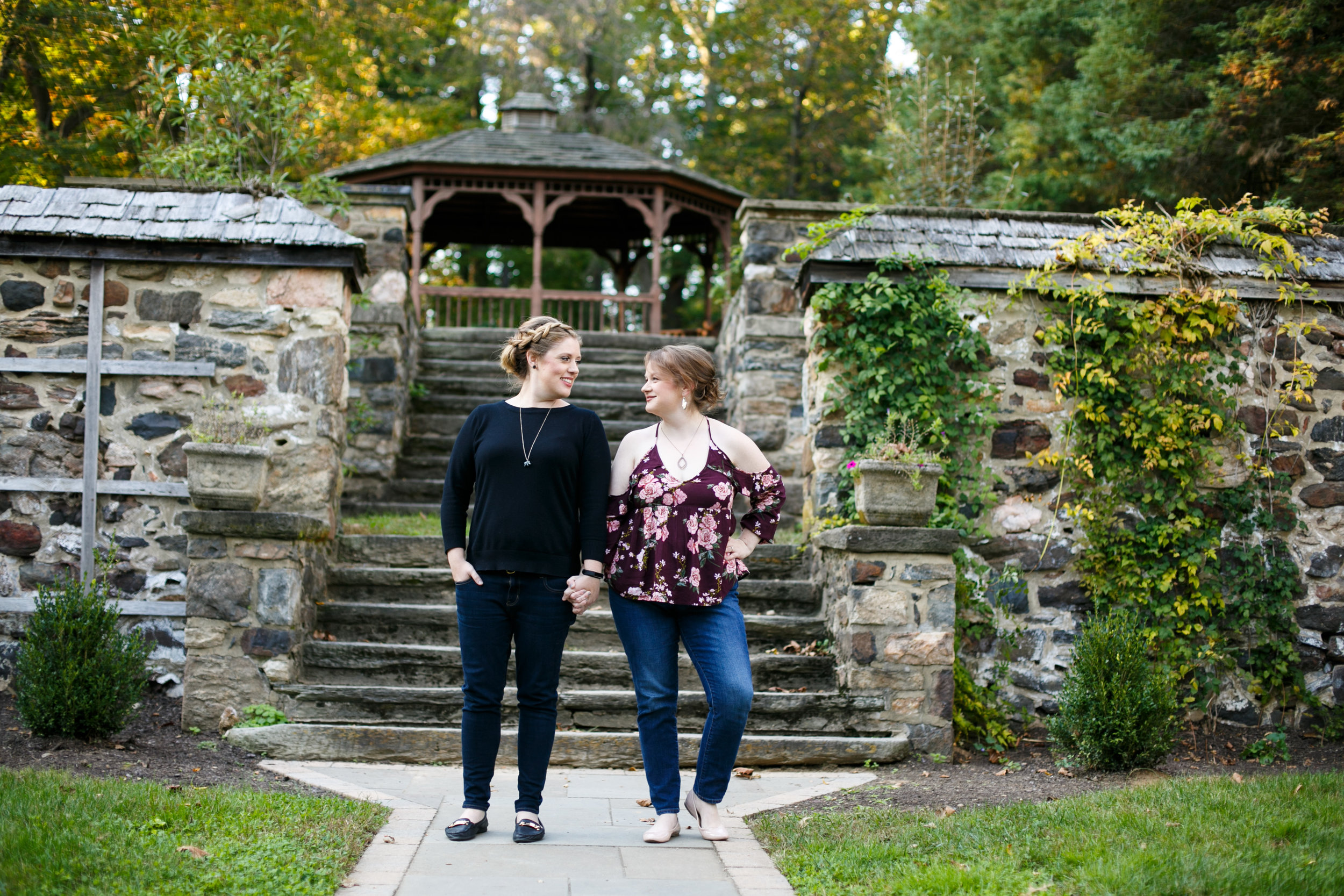 Fall Engagement Shoot Lesbian Couple at Ridley Creek Park 